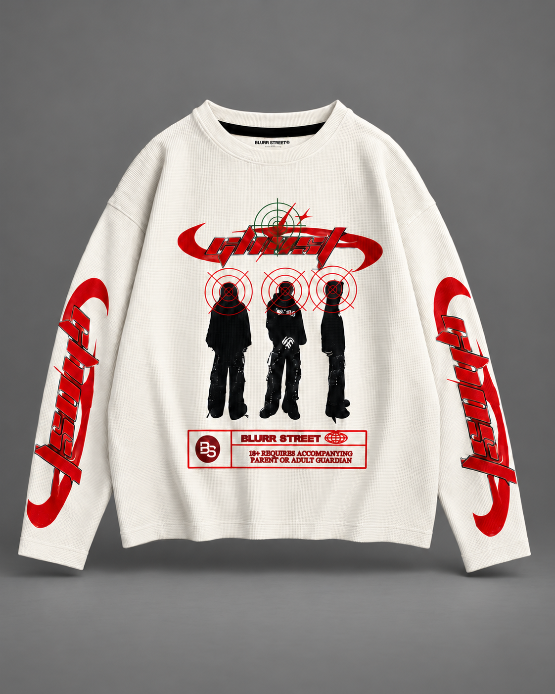 Blurr Street Waffle Sweatshirt – Off White — tonal studio background