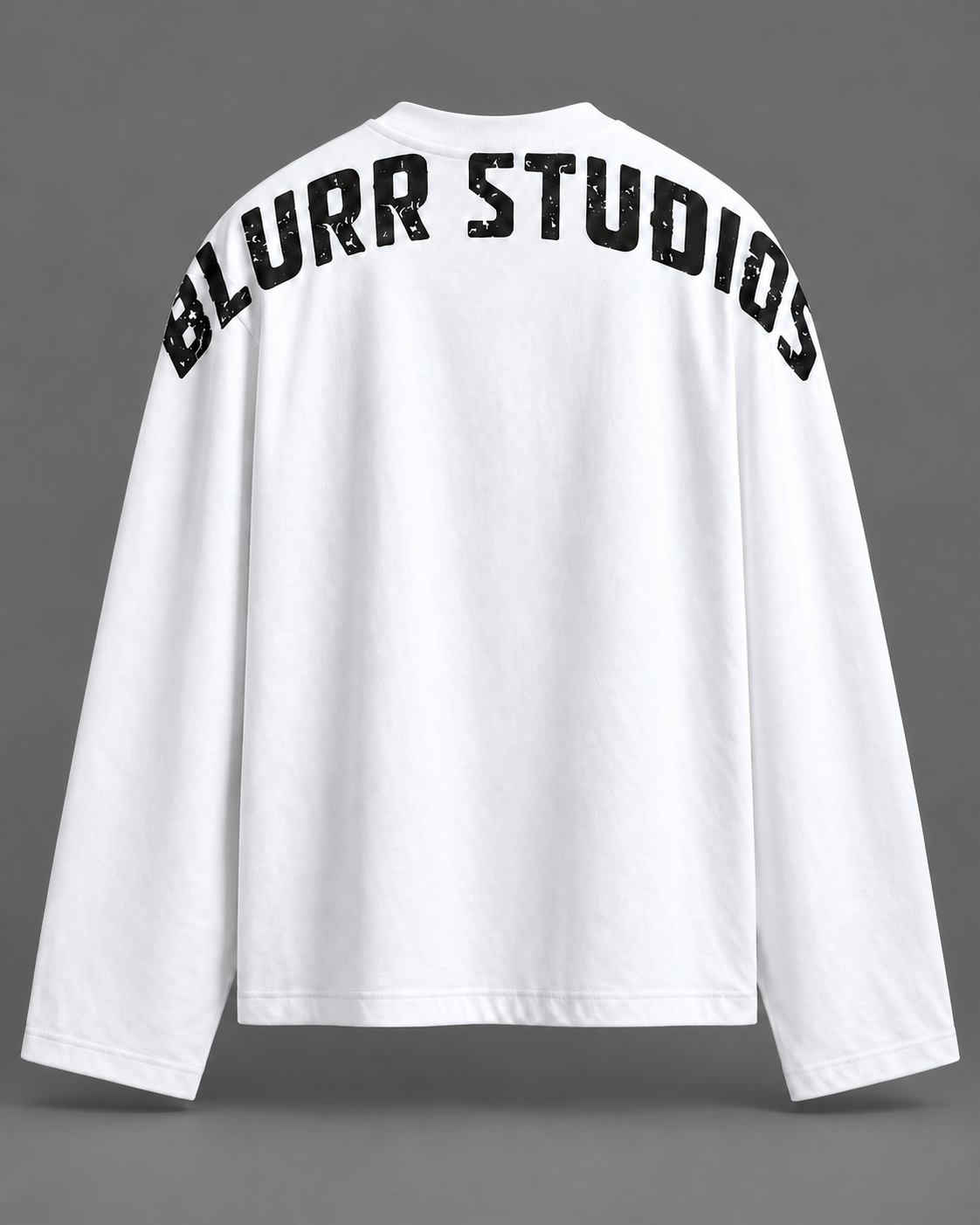 BLURR STUDIOS White Full Sleeve Boxy Fit T-Shirt — tonal studio backdrop