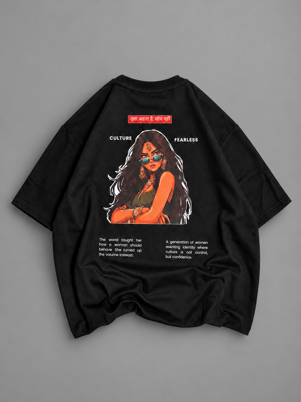 BOSS Lady Oversized Tee – Black — tonal studio background