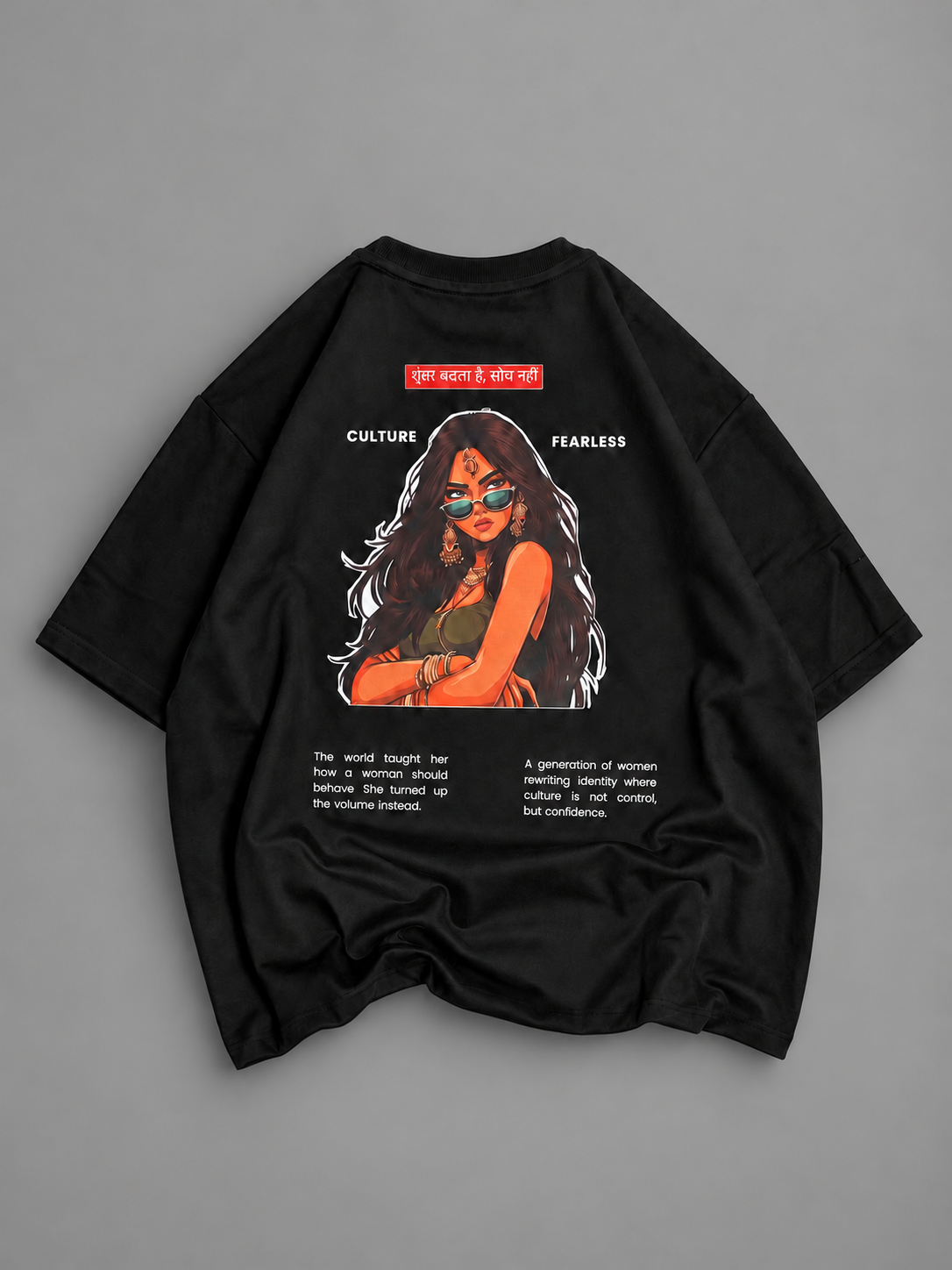 BOSS Lady Oversized Tee – Black — tonal studio background