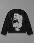 Distorted Face Waffle Tee — tonal studio background