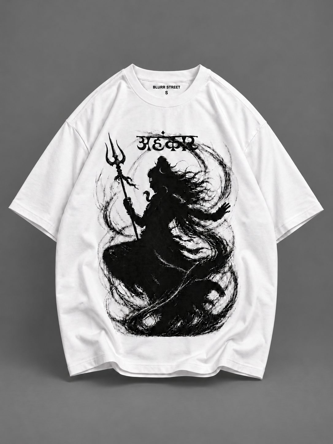 Mahakal Oversized Graphic T-Shirt – White | BLURR STREET — tonal studio backdrop