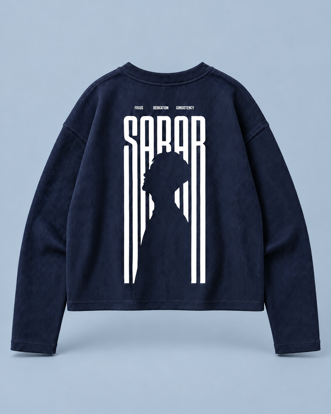 SABAR Navy Cropped Waffle T-Shirt for Women — tonal studio backdrop
