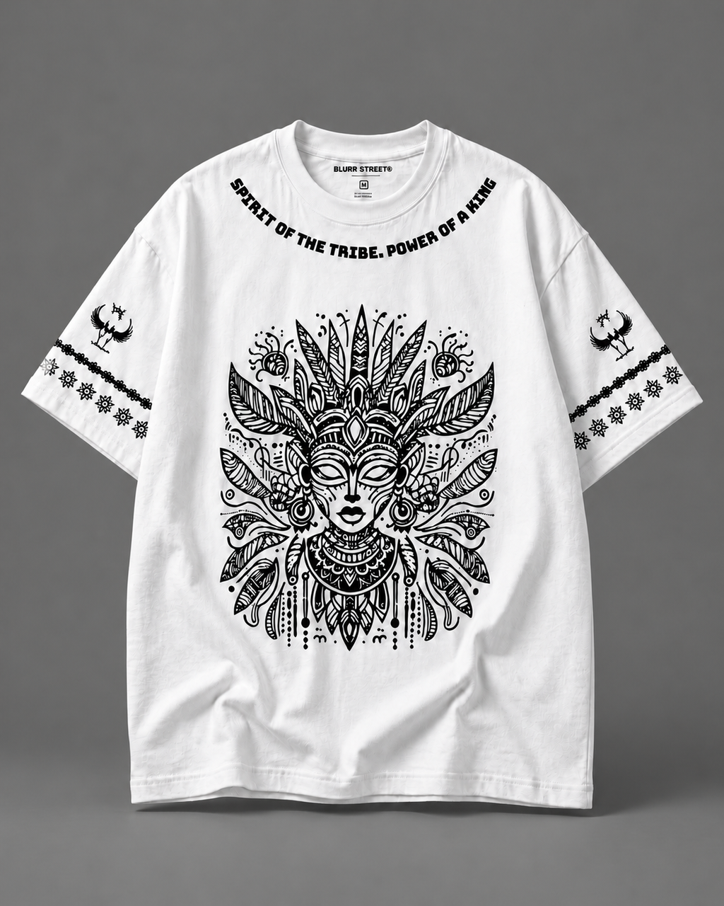 Tribal Spirit Oversized T-Shirt – White | BLURR STREET — tonal studio backdrop