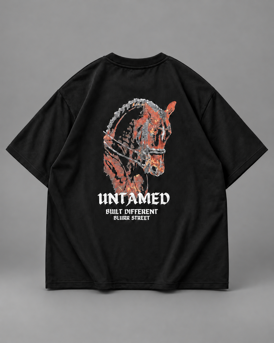 Untamed Oversized Graphic T-Shirt – Black — tonal studio background