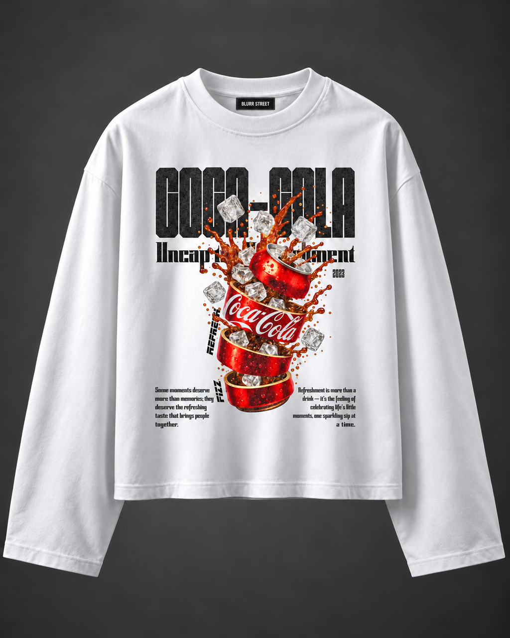 Cola Boxy Tee — White — BLURR STREET label (p44)