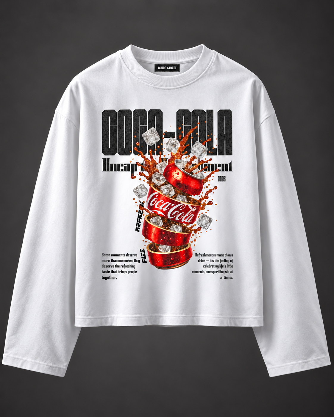 Cola Boxy Tee — White — BLURR STREET label (p44)