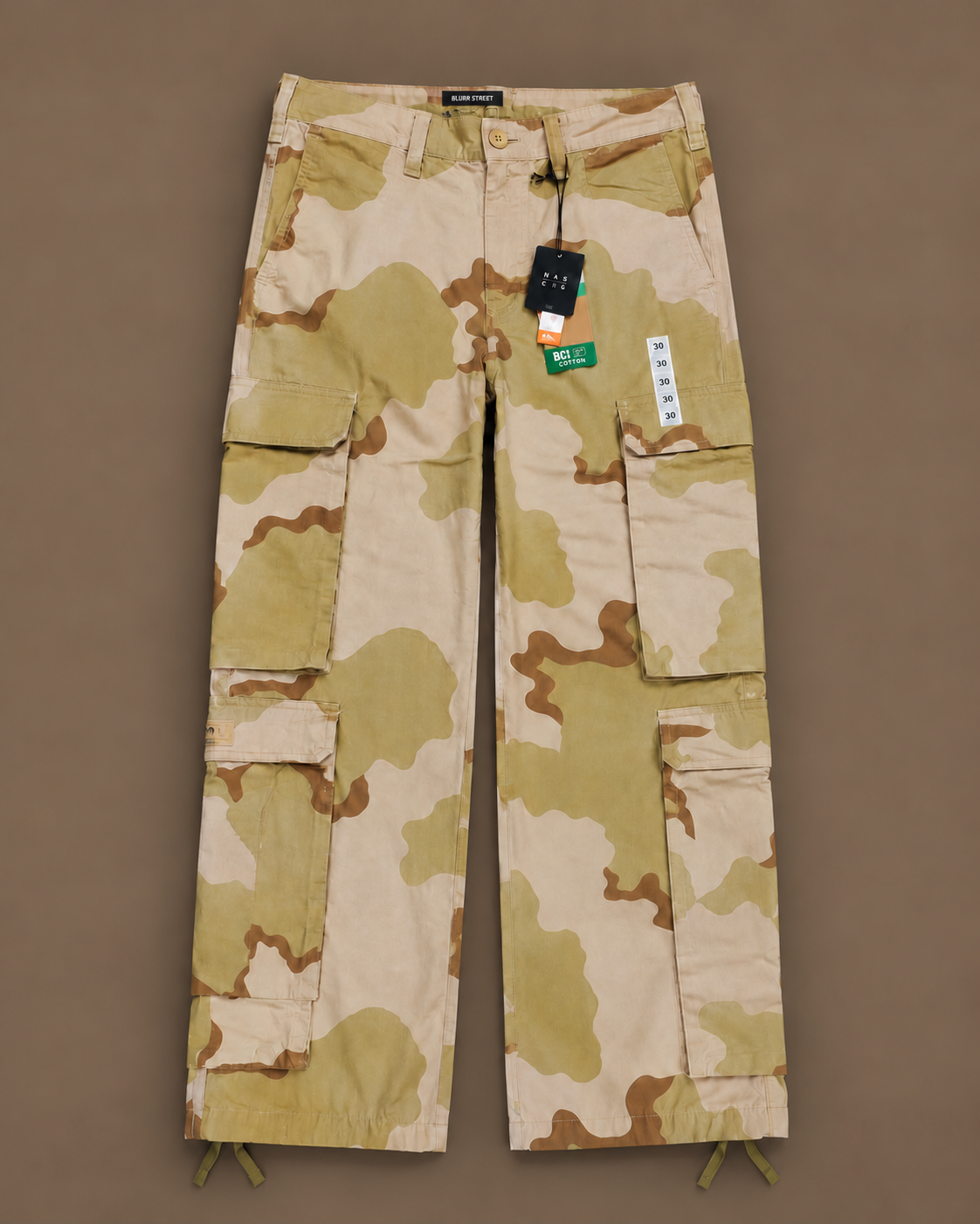 Desert Camo Cargos — BLURR STREET label (p6)