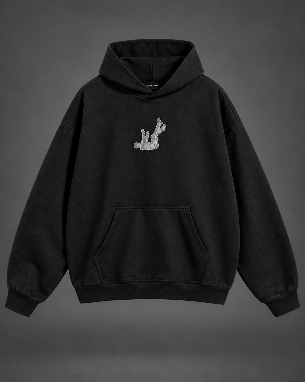 Fallen Desire Hoodie — Black — BLURR STREET label (p41)
