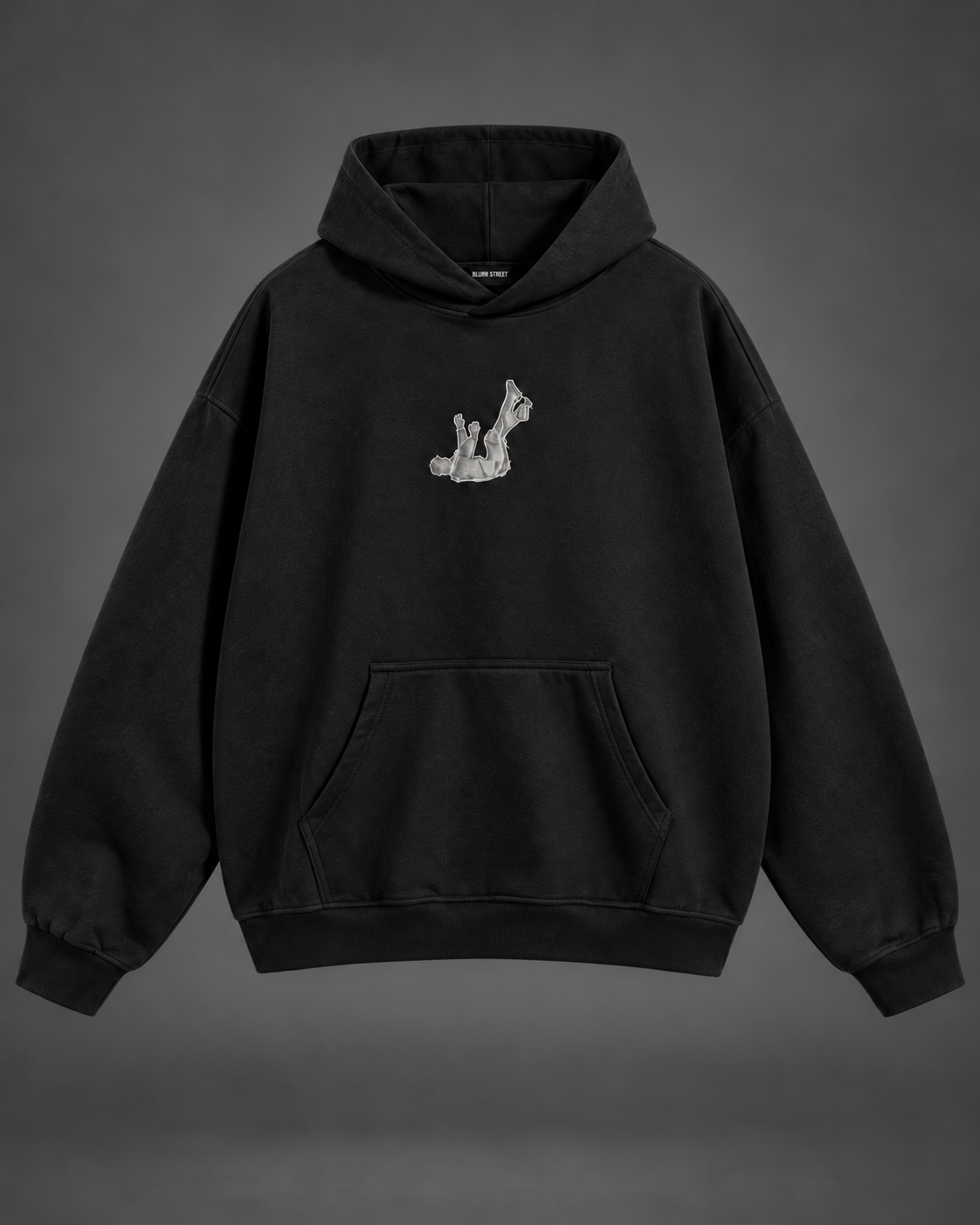 Fallen Desire Hoodie — Black — BLURR STREET label (p41)