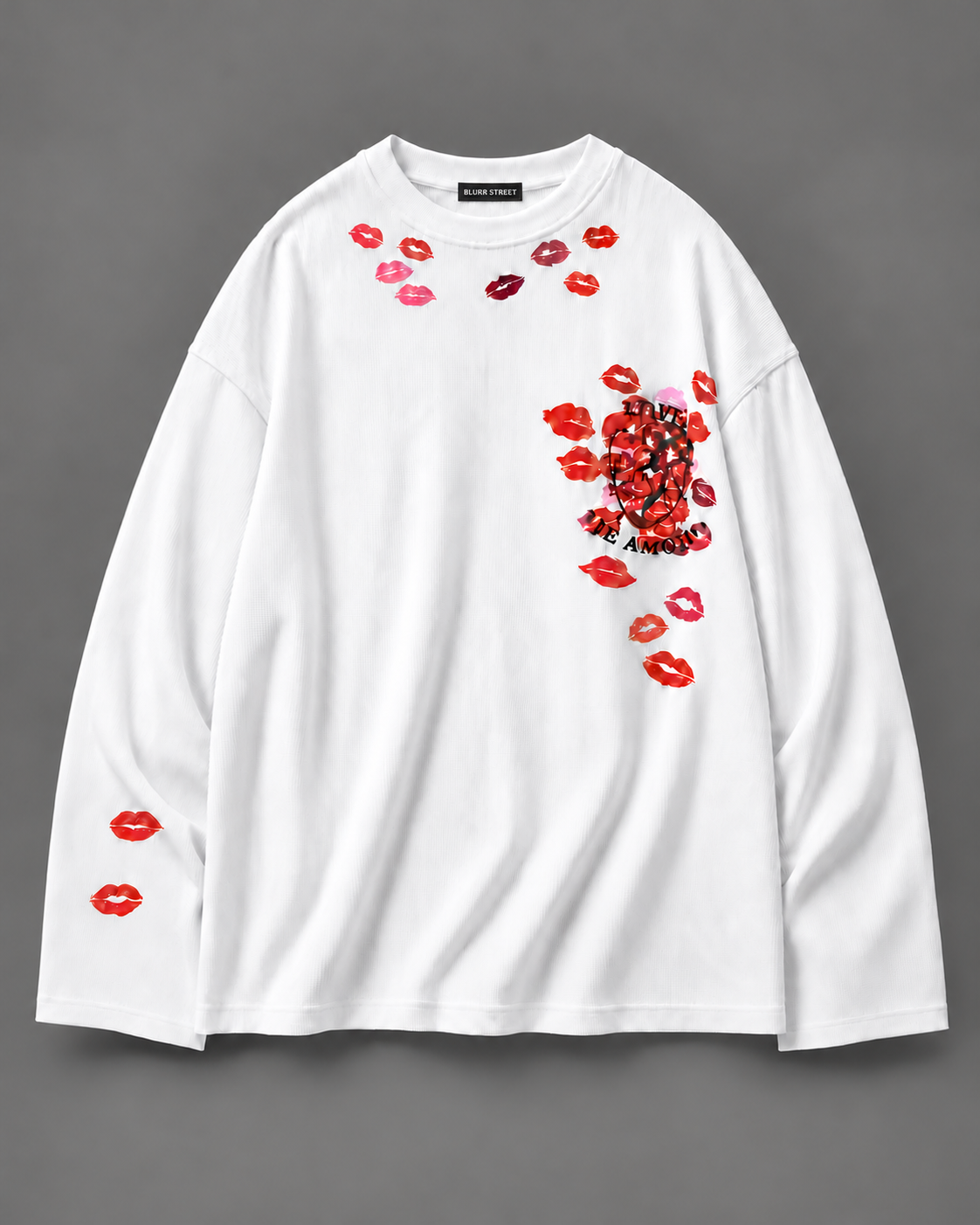 Love Bites Waffle Tee — White — BLURR STREET label (p13)