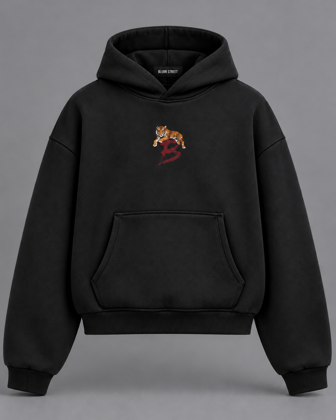 Tiger Crest Hoodie — BLURR STREET label (p38)