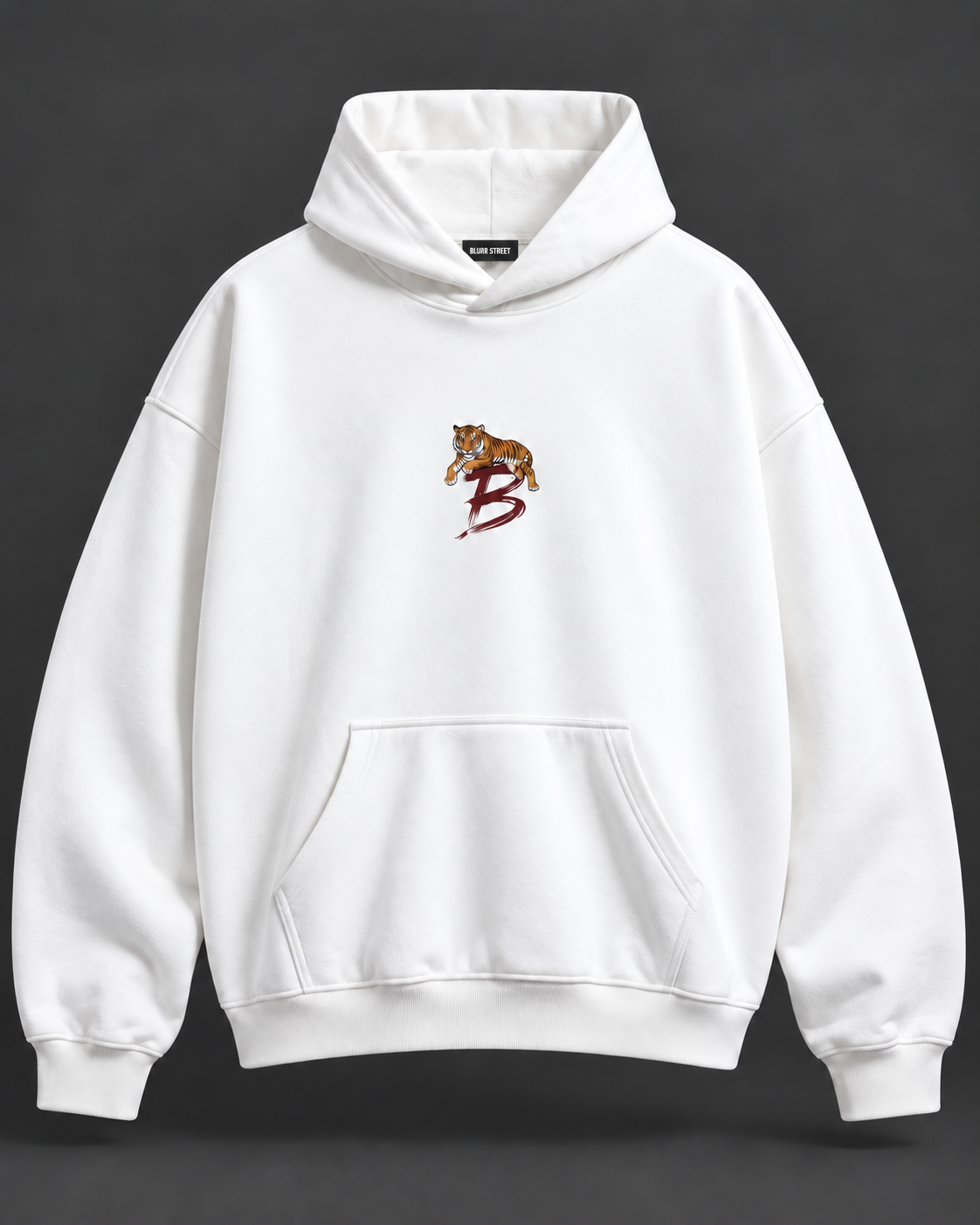Tiger Crest Hoodie — BLURR STREET label (p38b)
