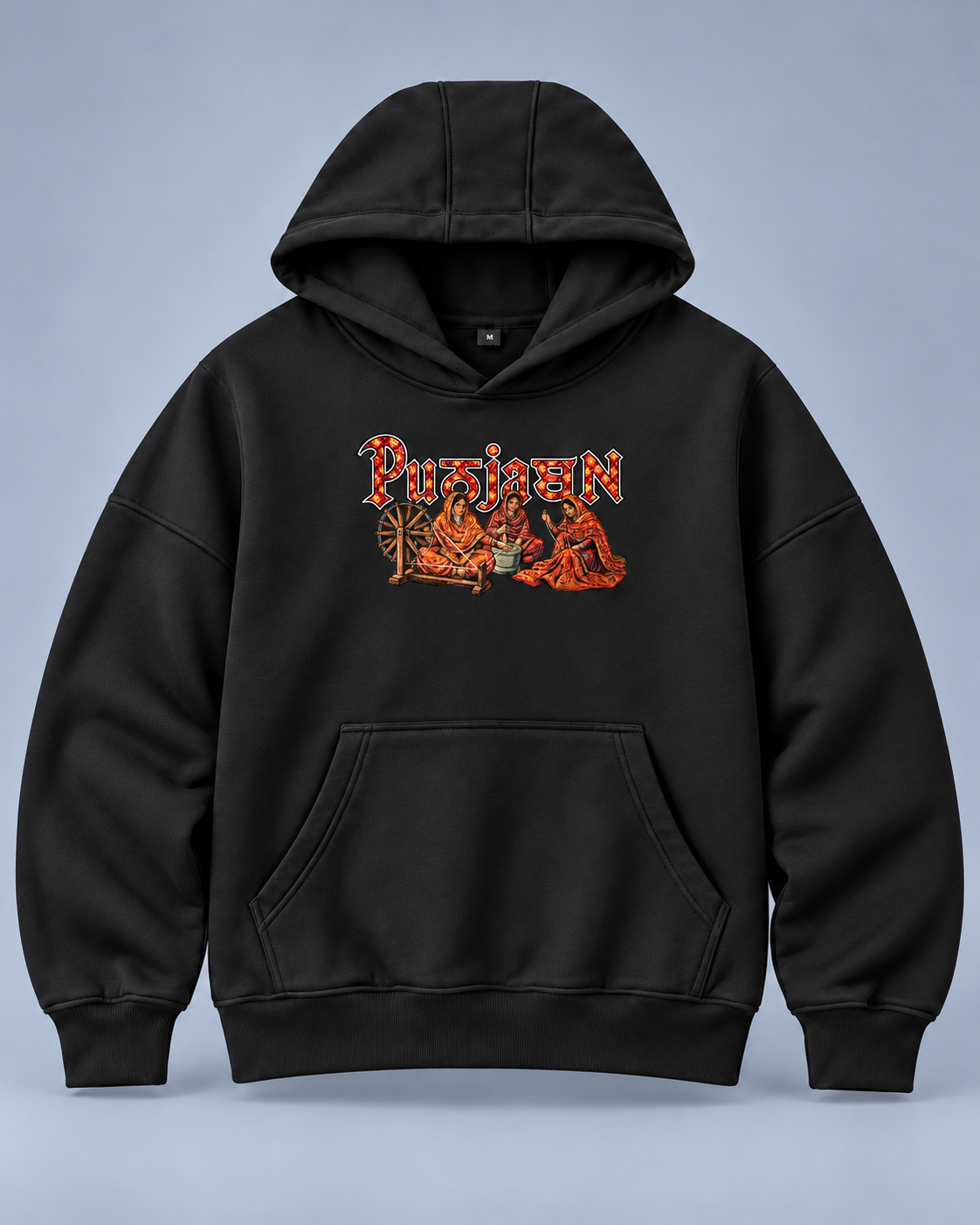 Punjaban black hoodie — front studio photo