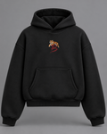 Tiger Crest oversized hoodie — black full studio photograph