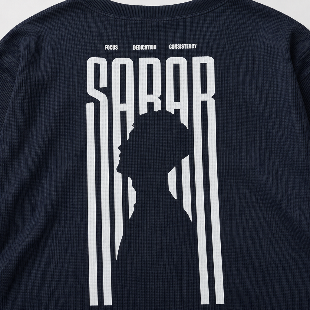 SABAR Navy Waffle Cropped Long-Sleeve T-Shirt