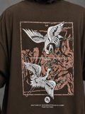 Silent Power Brown Oversized Graphic T-Shirt
