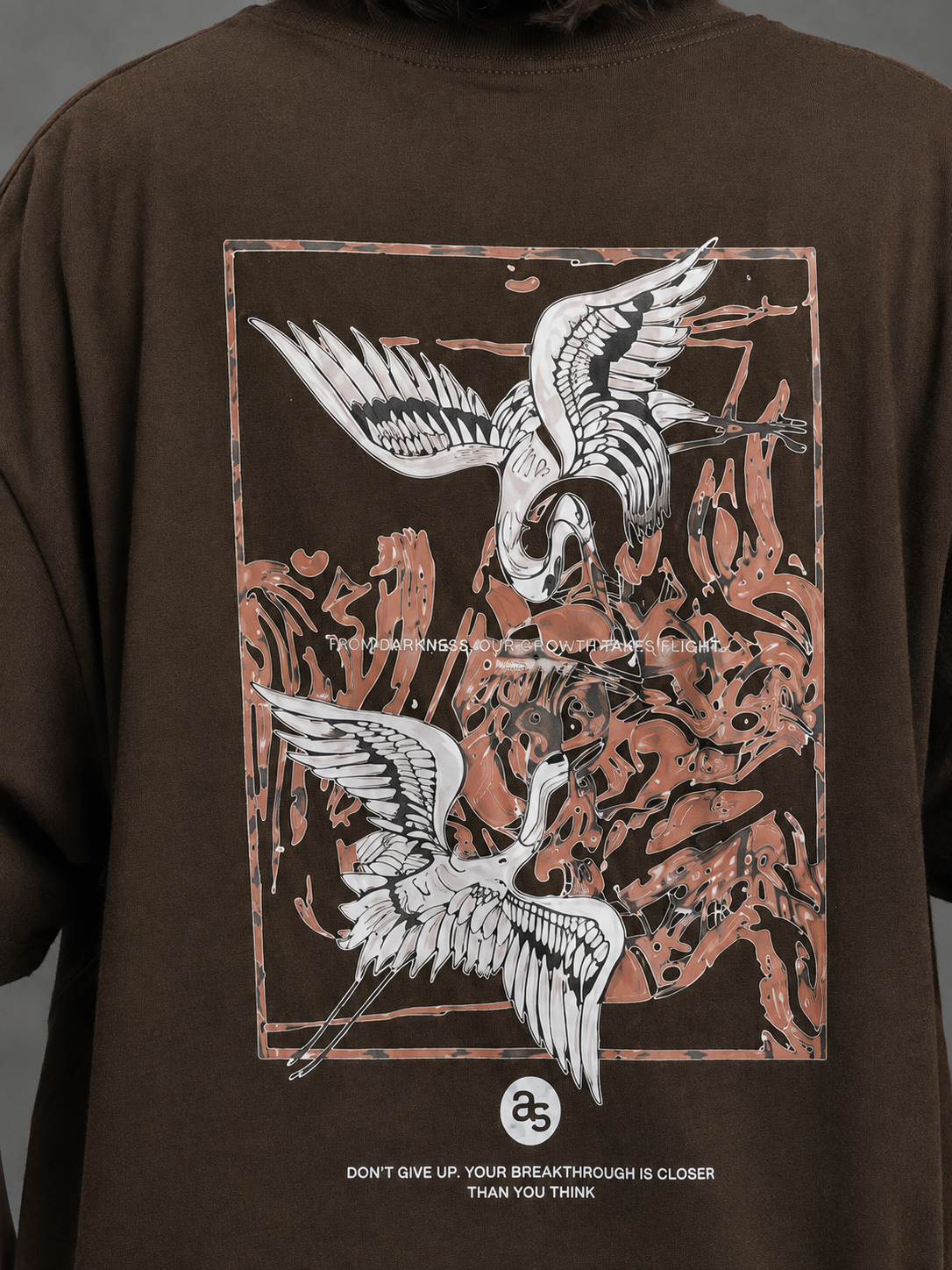 Silent Power Brown Oversized Graphic T-Shirt