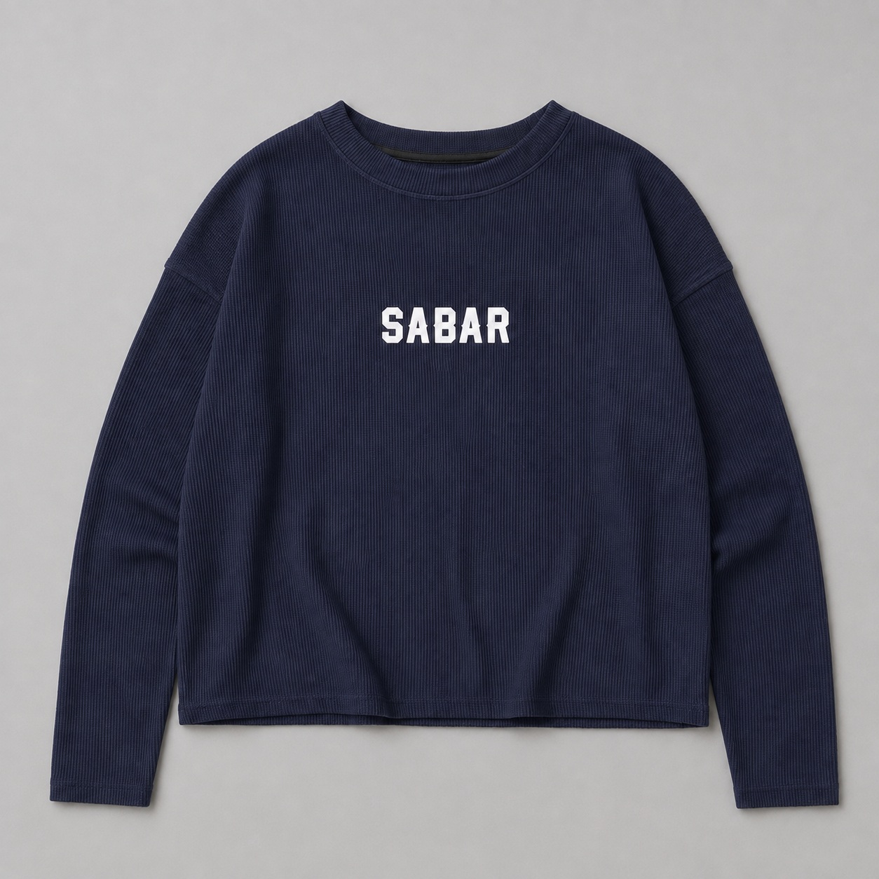 SABAR Navy Cropped Waffle T-Shirt for Women
