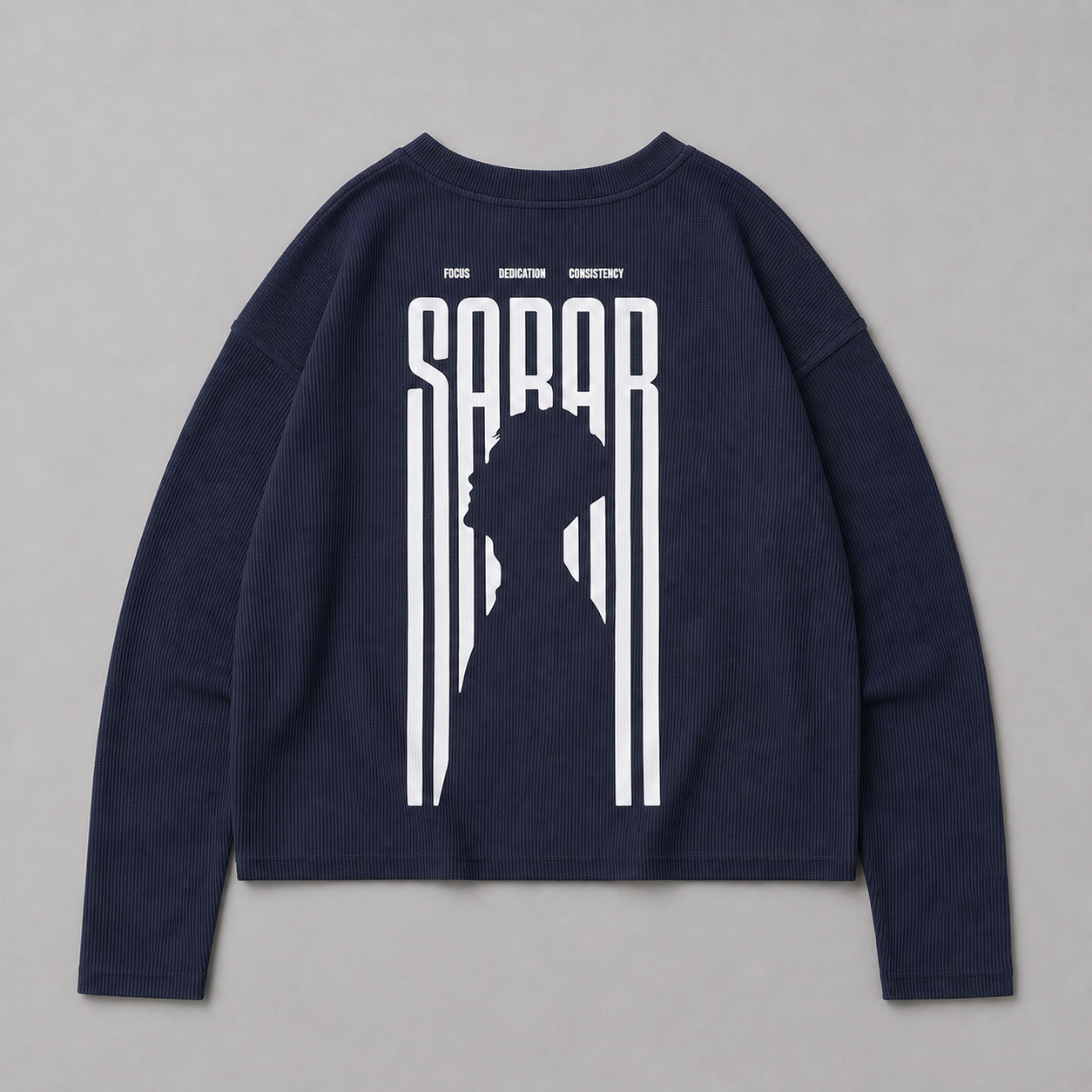 SABAR Navy Cropped Waffle T-Shirt for Women