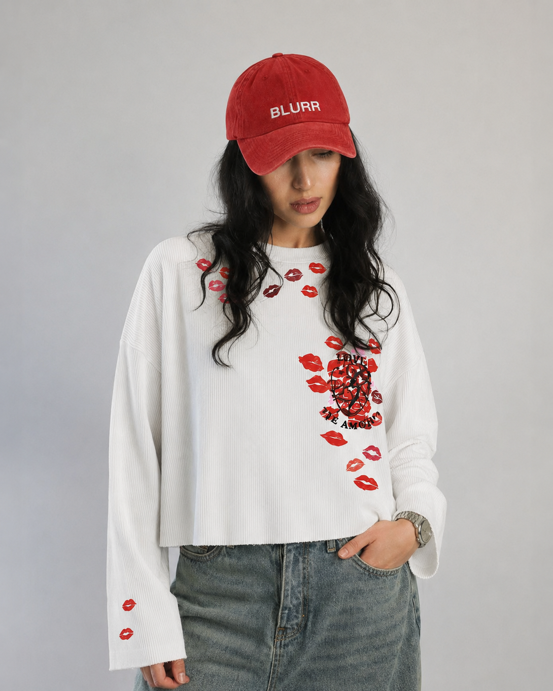 Love Bites White Oversized Waffle T-Shirt for Women