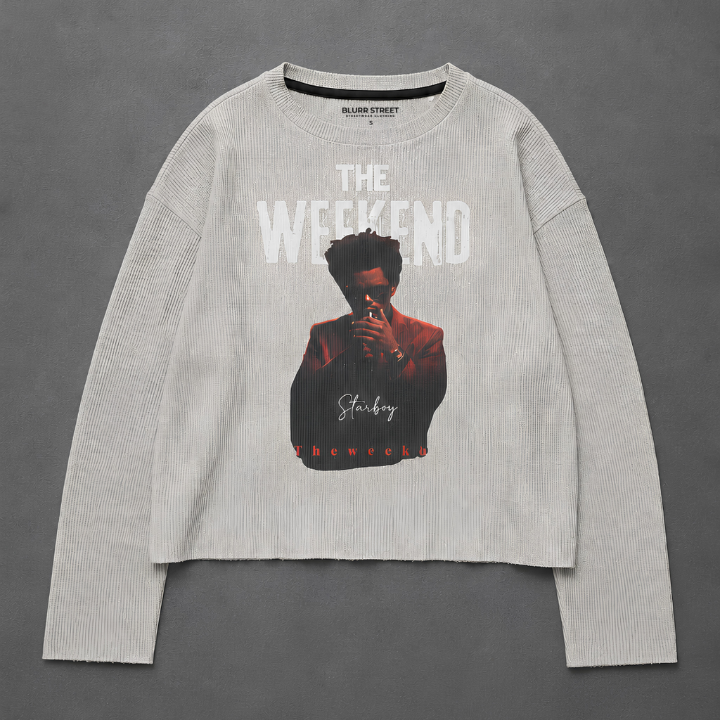 Starboy Grey Waffle Cropped T-Shirt
