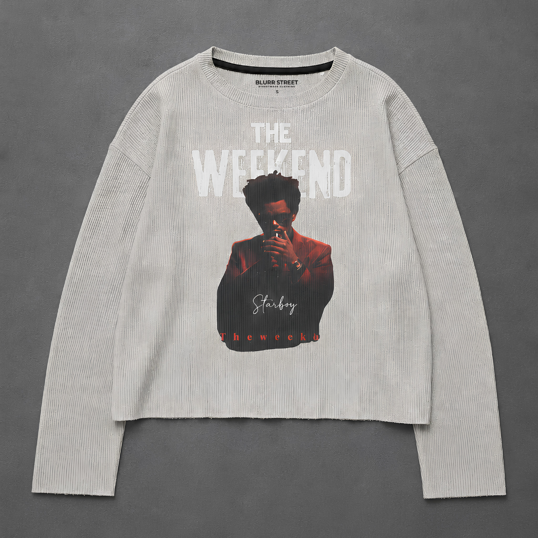 Starboy Grey Waffle Cropped T-Shirt